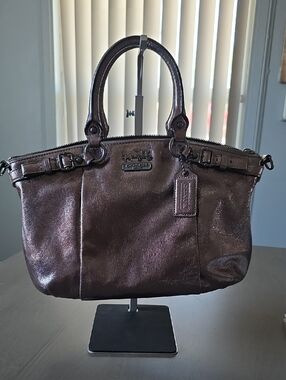 GUC COACH Metallic Leather Satchel/Shoulder Bag
